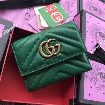 Gucci GG Marmont Matelasse Wallet 474802 Green