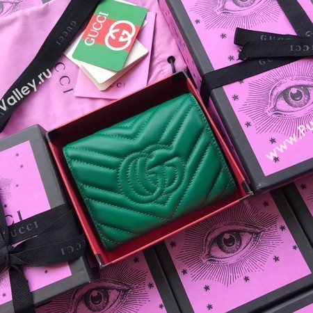 Gucci GG Marmont Matelasse Wallet 474802 Green