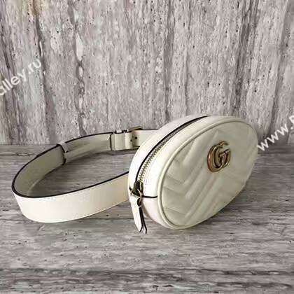Gucci GG Marmont Quilted Leather Bag 476434 White