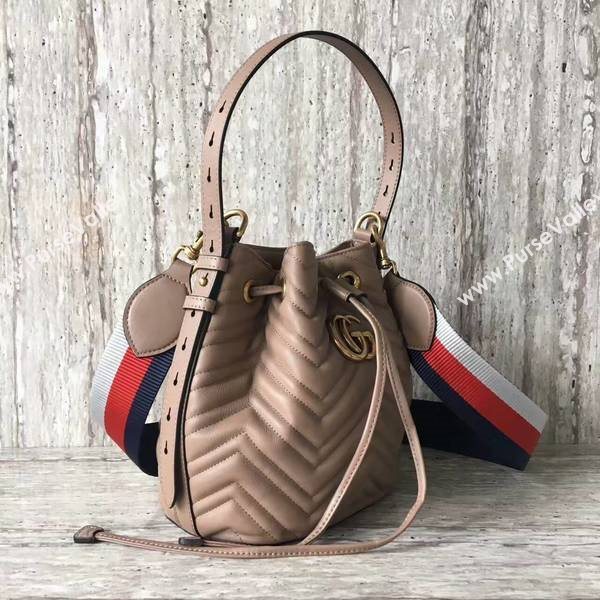 Gucci GG Marmont Quilted Leather Bucket Bag 476674 Camel