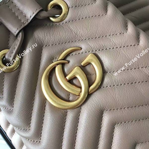 Gucci GG Marmont Quilted Leather Bucket Bag 476674 Camel