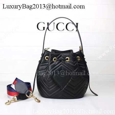 Gucci GG Marmont Quilted Leather Bucket Bag 476674 Black