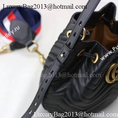 Gucci GG Marmont Quilted Leather Bucket Bag 476674 Black