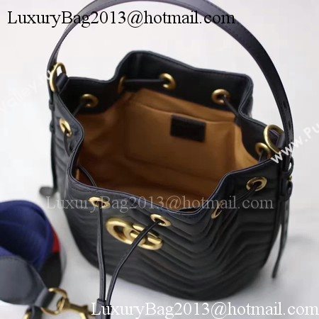 Gucci GG Marmont Quilted Leather Bucket Bag 476674 Black