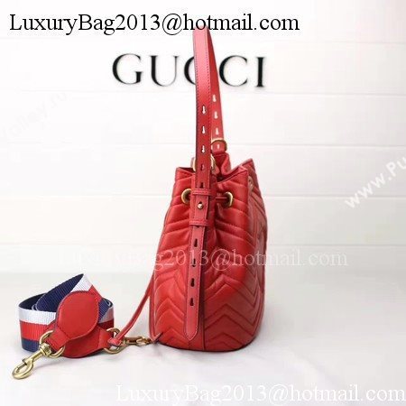 Gucci GG Marmont Quilted Leather Bucket Bag 476674 Red