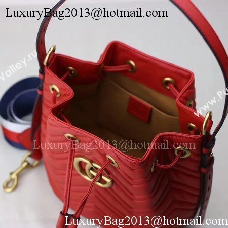 Gucci GG Marmont Quilted Leather Bucket Bag 476674 Red