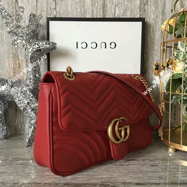 Gucci GG Marmont Velvet Shoulder Bag 443496A Red