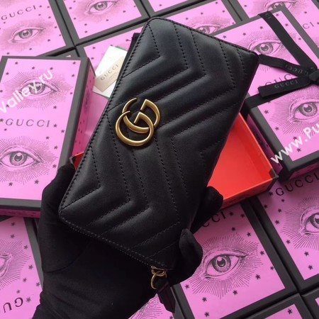 Gucci GG Marmont Zip Around Wallet 443123 Black