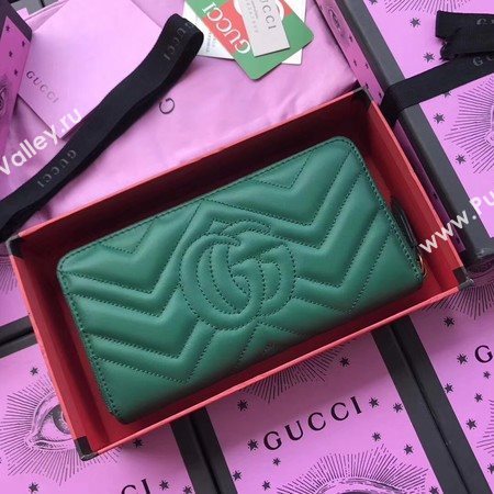 Gucci GG Marmont Zip Around Wallet 443123 Green