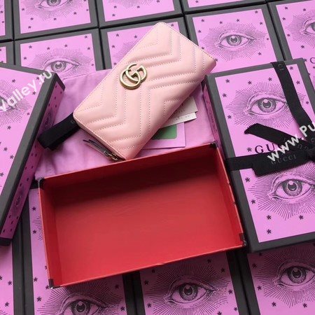 Gucci GG Marmont Zip Around Wallet 443123 Pink