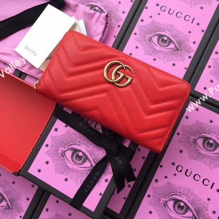 Gucci GG Marmont Zip Around Wallet 443123 Red