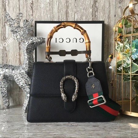 Gucci Dionysus Leather Top Handle Bag 448075 Black