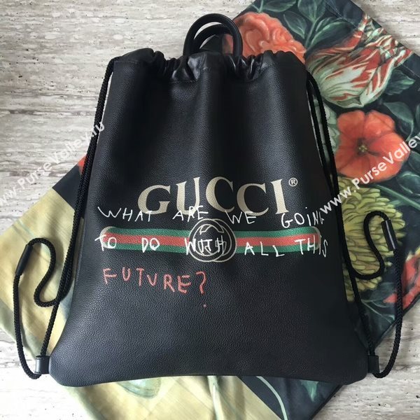 Gucci Scrawl Calfskin Leather Backpack 494053 Black