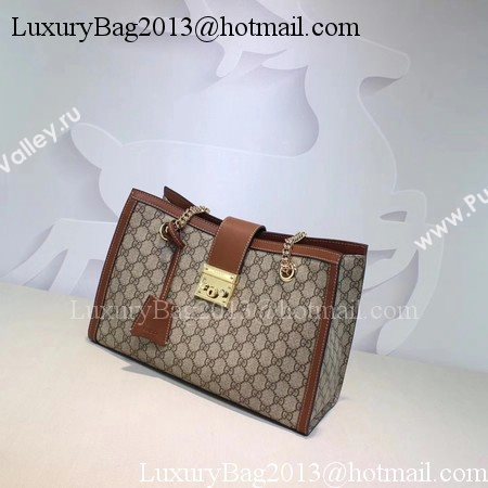 Gucci Padlock GG Supreme Canvas Shoulder Bag 479197 Apricot
