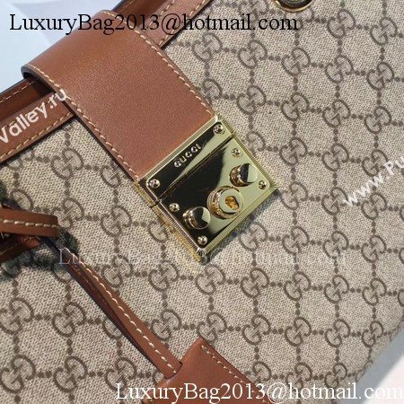 Gucci Padlock GG Supreme Canvas Shoulder Bag 479197 Apricot