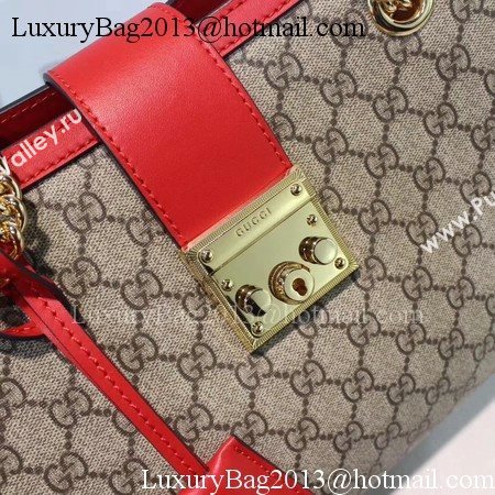 Gucci Padlock GG Supreme Canvas Shoulder Bag 479197 Red