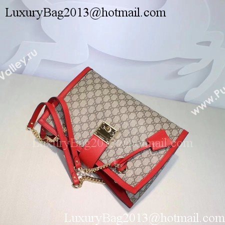 Gucci Padlock GG Supreme Canvas Shoulder Bag 479197 Red