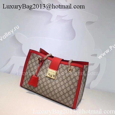 Gucci Padlock GG Supreme Canvas Shoulder Bag 479197 Red