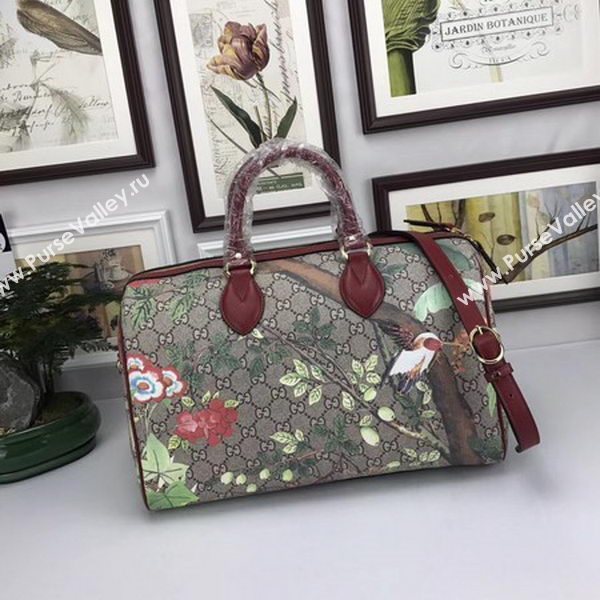 Gucci Tian GG Supreme Boston Bag 409527 Wine