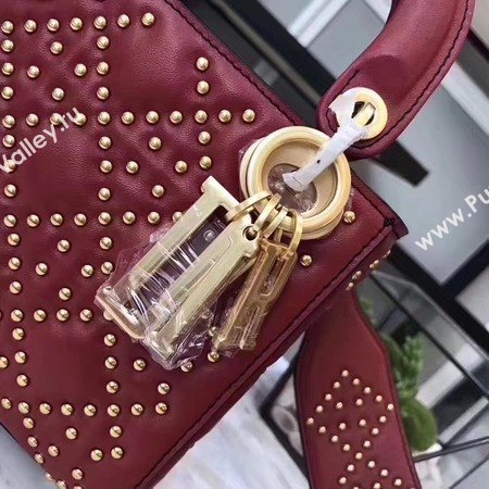Dior Cannage Nano Lady Bag Original Sheeepskin Leather CD3890 Wine