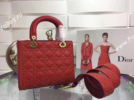 Dior Lady Dior Bag Original Sheeepskin Leather CD3892 Red