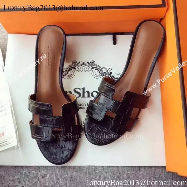 Hermes Leather Slipper HO742 Black