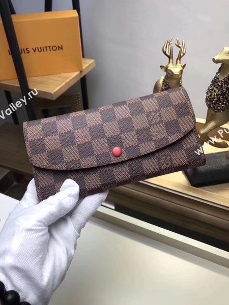 Louis Vuitton Damier Ebene Canvas EMILIE WALLET N63544 Red