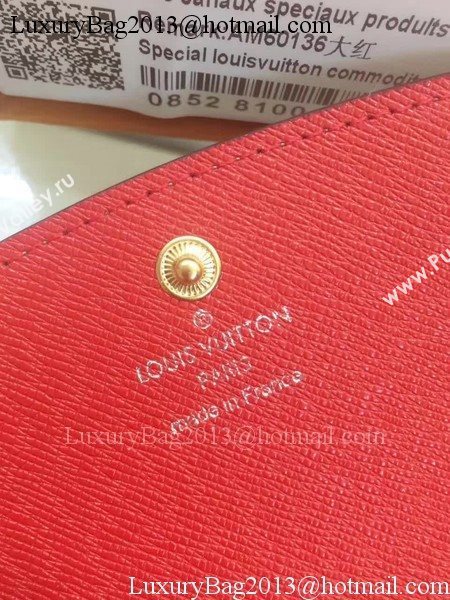 Louis Vuitton Monogram Canvas Emilie Wallet M60136 Red