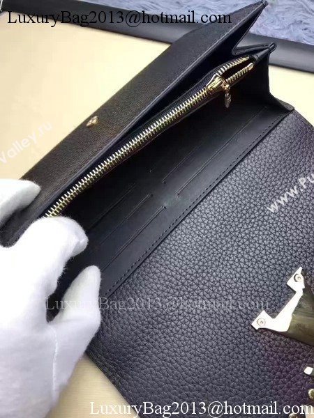 Louis Vuitton Monogram Flowers CAPUCINES WALLET M64102 Black