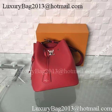 Louis Vuitton Soft Calfskin LOCKME BUCKET M54677 Red