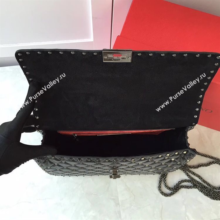 Valentino Sheepskin Leather Shoulder Bag VT48722 Black