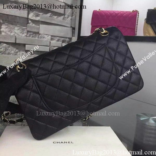 Chanel 2.55 Series Flap Bag Deerskin Leather A1112 Black