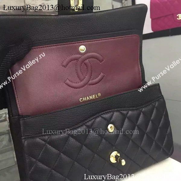 Chanel 2.55 Series Flap Bag Deerskin Leather A1112 Black