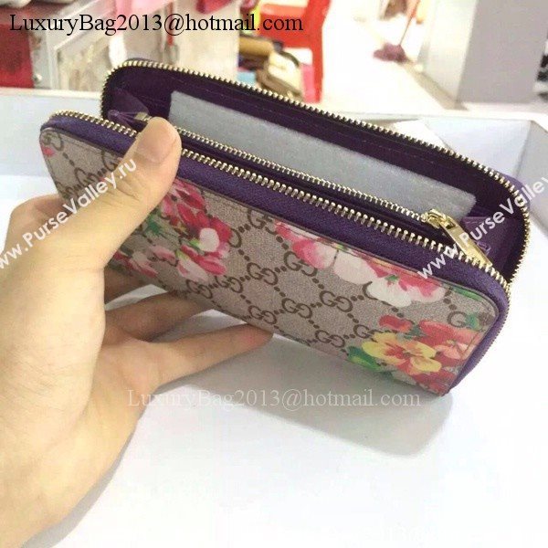 Gucci GG Blooms Supreme Canvas Chain Wallets 404071 Purple