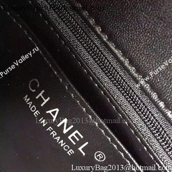 Chanel Classic mini Flap Bag Black Chevron Sheepskin Leather A68748 Black