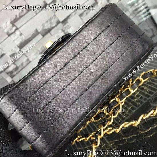 Chanel Classic mini Flap Bag Black Chevron Sheepskin Leather A68748 Gold