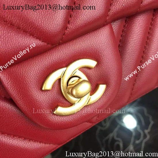 Chanel Classic mini Flap Bag Chevron Sheepskin Leather A68748 Burgundy