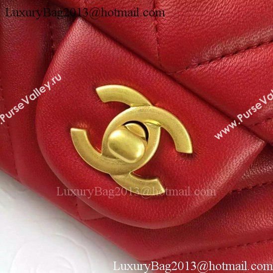 Chanel Classic mini Flap Bag Chevron Sheepskin Leather A68748 Red