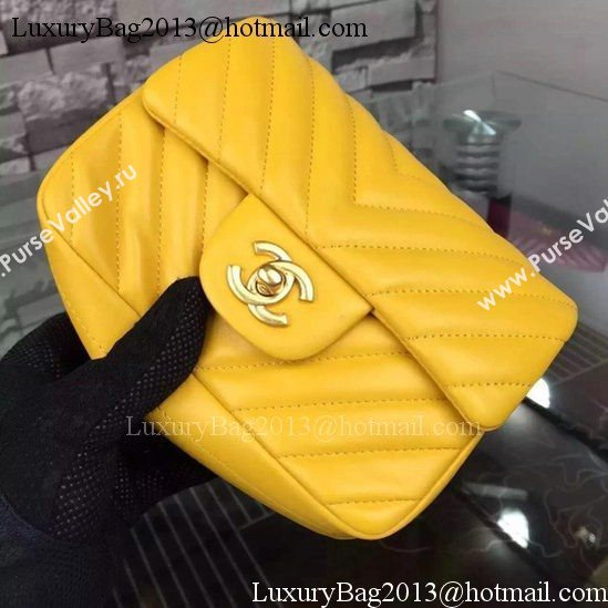 Chanel Classic mini Flap Bag Chevron Sheepskin Leather A68748 Yellow