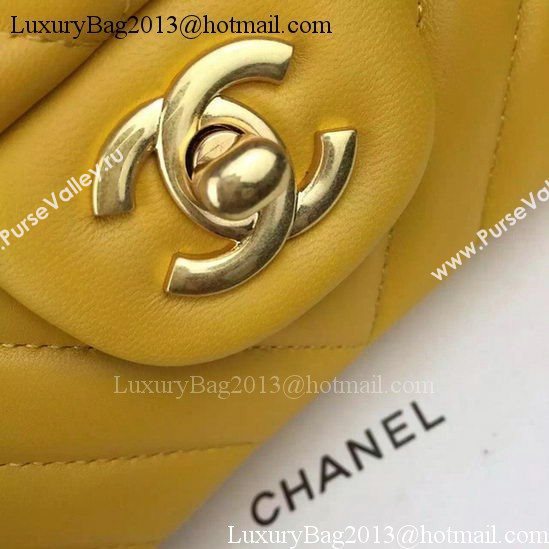 Chanel Classic mini Flap Bag Chevron Sheepskin Leather A68748 Yellow