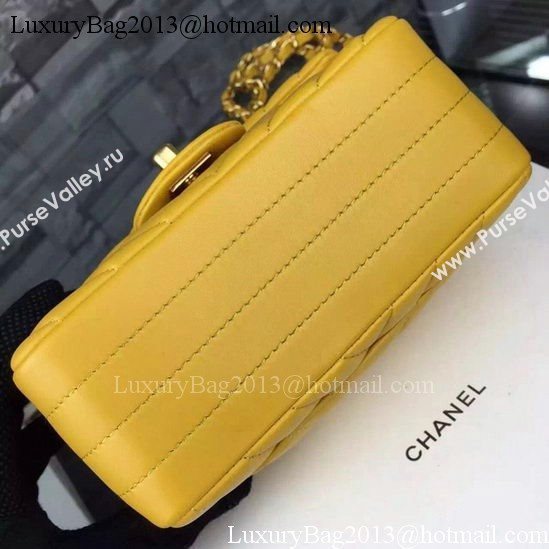 Chanel Classic mini Flap Bag Chevron Sheepskin Leather A68748 Yellow