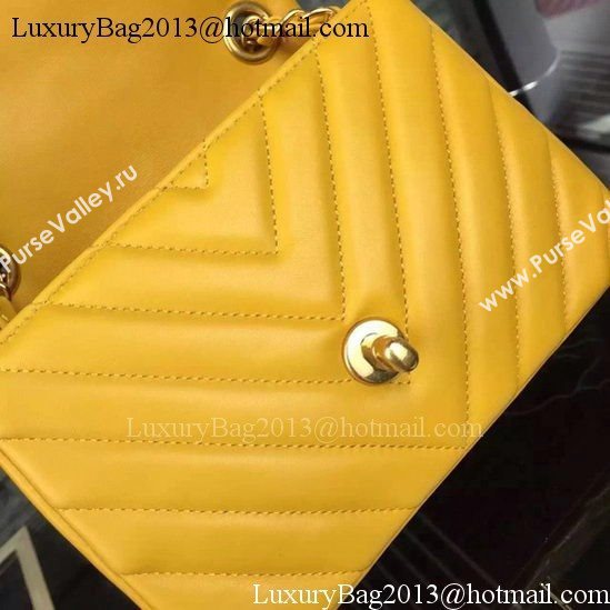 Chanel Classic mini Flap Bag Chevron Sheepskin Leather A68748 Yellow