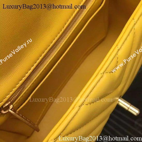 Chanel Classic mini Flap Bag Chevron Sheepskin Leather A68748 Yellow