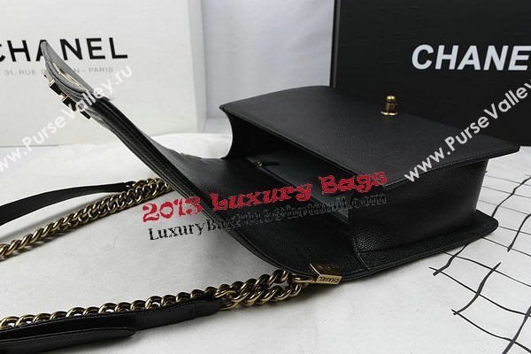 Boy Chanel Flap Bags Original Black Cannage Pattern A67088 Gold