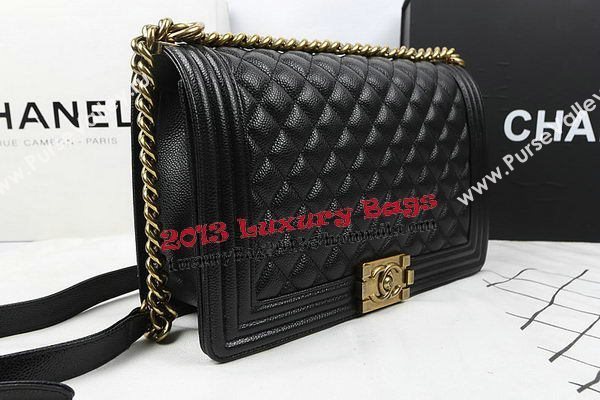 Boy Chanel Flap Bags Original Black Cannage Pattern A67088 Gold