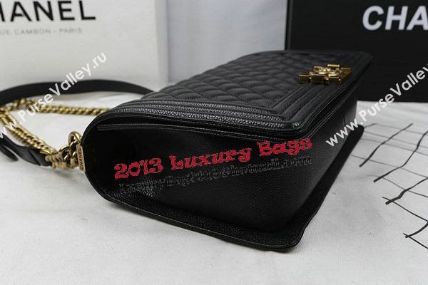 Boy Chanel Flap Bags Original Black Cannage Pattern A67088 Gold