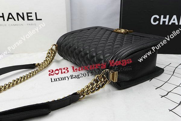 Boy Chanel Flap Bags Original Black Cannage Pattern A67088 Gold