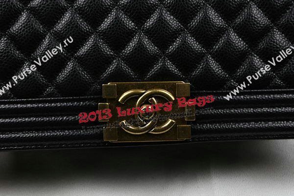 Boy Chanel Flap Bags Original Black Cannage Pattern A67088 Gold