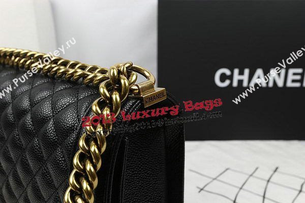 Boy Chanel Flap Bags Original Black Cannage Pattern A67088 Gold