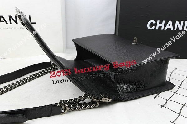 Boy Chanel Flap Bags Original Black Cannage Pattern A67088 Silver